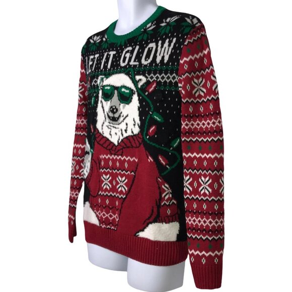 NWT Ugly Christmas Sweater Polar Bear Light Up Let It Glow Holiday Sweater S - Picture 5 of 9